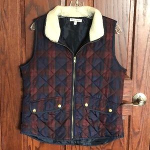 Flannel print coat jacket vest